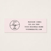 Whimsical Handmade with Love Script Heart Bow Logo Mini Visitekaartjes (Achterkant)