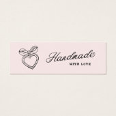 Whimsical Handmade with Love Script Heart Bow Logo Mini Visitekaartjes (Voorkant)