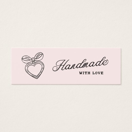 Whimsical Handmade with Love Script Heart Bow Logo Mini Visitekaartjes (Voorkant)