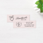 Whimsical Handmade with Love Script Heart Bow Logo Mini Visitekaartjes (Bureau)