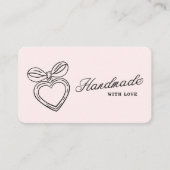 Whimsical Handmade with Love Script Heart Bow Logo Visitekaartje (Voorkant)