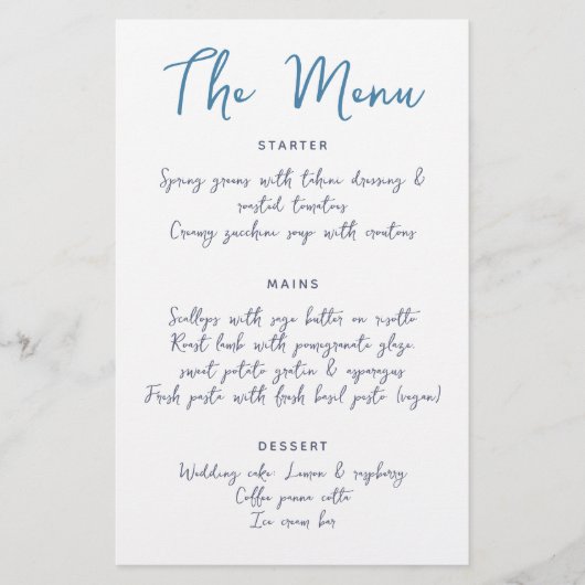 Whimsical Handschrift Script Blauw Casual Bruiloft (Voorkant)