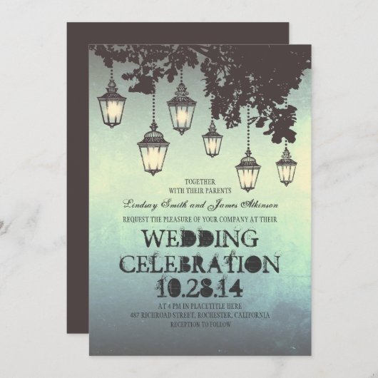 Whimsical hanglamp verlicht huwelijksuitnodigingen kaart (Voorkant / Achterkant)