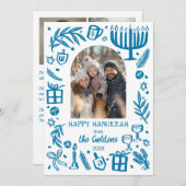 Whimsical Hanukkah Cute Custom Arch 3 PHOTO  Feestdagenkaart (Voorkant / Achterkant)