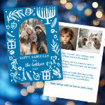 Whimsical Hanukkah Cute Custom Arch 3 PHOTO  Feestdagenkaart<br><div class="desc">Perfect cute card for a fun holiday greeting! Hand made art for you! Perfect for a winter, hanukkah, holiday party or other event. FULLY CUSTOMIZABLE! Click on “Personalize” above to edit the text and add your own photos. Click "edit using design tool" to adjust the fonts, colors and placements. (check...</div>