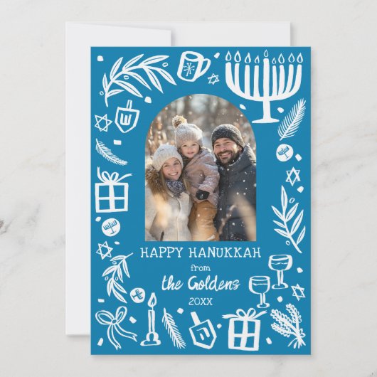 Whimsical Hanukkah Cute Custom Arch 4 PHOTO  Feestdagenkaart (Voorkant)