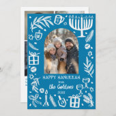 Whimsical Hanukkah Cute Custom Arch 4 PHOTO  Feestdagenkaart (Voorkant / Achterkant)
