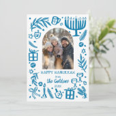 Whimsical Hanukkah Cute Custom Arch PHOTO  Feestdagenkaart (Staand voorkant)