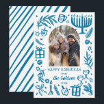 Whimsical Hanukkah Cute Custom Arch PHOTO  Feestdagenkaart<br><div class="desc">Perfect cute card for a fun holiday greeting! Hand made art for you! Perfect for a winter, hanukkah, holiday party or other event. FULLY CUSTOMIZABLE! Click on “Personalize” above to edit the text and add your own photos. Click "edit using design tool" to adjust the fonts, colors and placements. (check...</div>