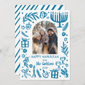 Whimsical Hanukkah Cute Custom Arch PHOTO  Feestdagenkaart (Voorkant / Achterkant)
