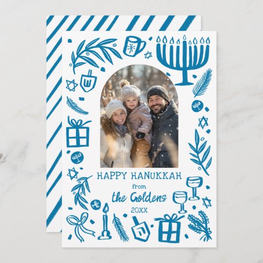 Whimsical Hanukkah Cute Custom Arch PHOTO  Feestdagenkaart (Voorkant / Achterkant)