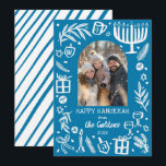 Whimsical Hanukkah Cute Custom Arch PHOTO  Feestdagenkaart<br><div class="desc">Perfect cute card for a fun holiday greeting! Hand made art for you! Perfect for a winter, hanukkah, holiday party or other event. FULLY CUSTOMIZABLE! Click on “Personalize” above to edit the text and add your own photos. Click "edit using design tool" to adjust the fonts, colors and placements. (check...</div>