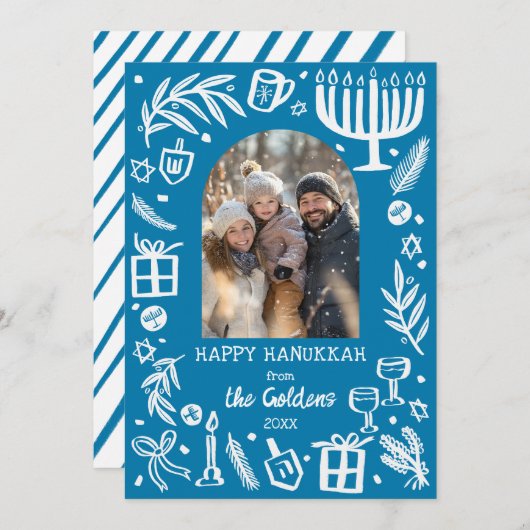 Whimsical Hanukkah Cute Custom Arch PHOTO  Feestdagenkaart (Voorkant / Achterkant)