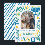 Whimsical Hanukkah Cute Custom Arch PHOTO  Feestdagenkaart<br><div class="desc">Perfect cute card for a fun holiday greeting! Hand made art for you! Perfect for a winter, hanukkah, holiday party or other event. FULLY CUSTOMIZABLE! Click on “Personalize” above to edit the text and add your own photos. Click "edit using design tool" to adjust the fonts, colors and placements. (check...</div>