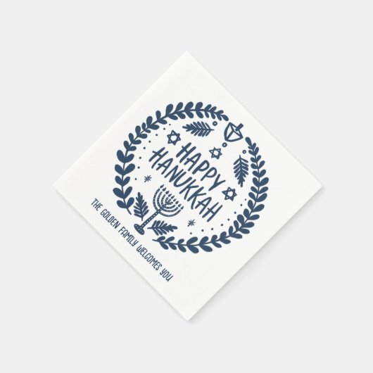 Whimsical Hanukkah Holiday Menorah Dreidel Custom Servet (Hoek)