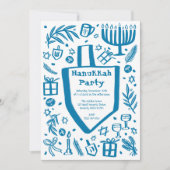 Whimsical Hanukkah Holiday Party Schattigee Aangep Kaart (Voorkant)