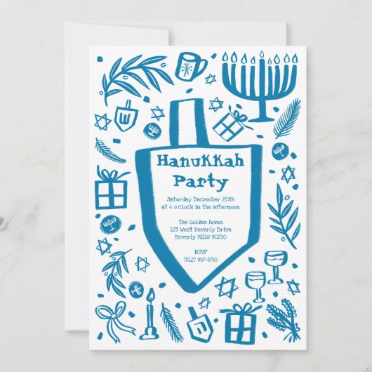 Whimsical Hanukkah Holiday Party Schattigee Aangep Kaart (Voorkant)