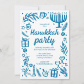 Whimsical Hanukkah Holiday Party Schattigee Aangep Kaart (Voorkant)