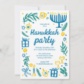 Whimsical Hanukkah Holiday Party Schattigee Aangep Kaart (Voorkant)