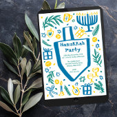 Whimsical Hanukkah Holiday Party Schattigee Aangep Kaart
