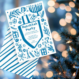 Whimsical Hanukkah Holiday Party Schattigee Aangep Kaart