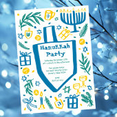 Whimsical Hanukkah Holiday Party Schattigee Aangep Kaart