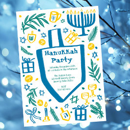Whimsical Hanukkah Holiday Party Schattigee Aangep Kaart