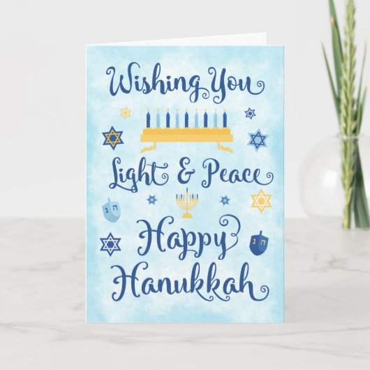 Whimsical Hanukkah Light and Peace Feestdagen Kaart (Voorkant)