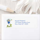 Whimsical Happy Angel Fairy vliegt buiten Etiket (Insitu)