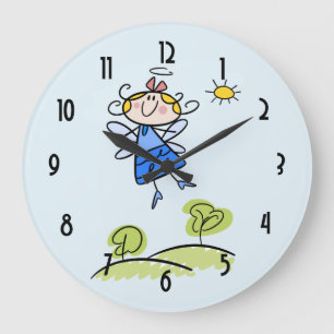 Whimsical Happy Angel Fairy vliegt buiten Grote Klok
