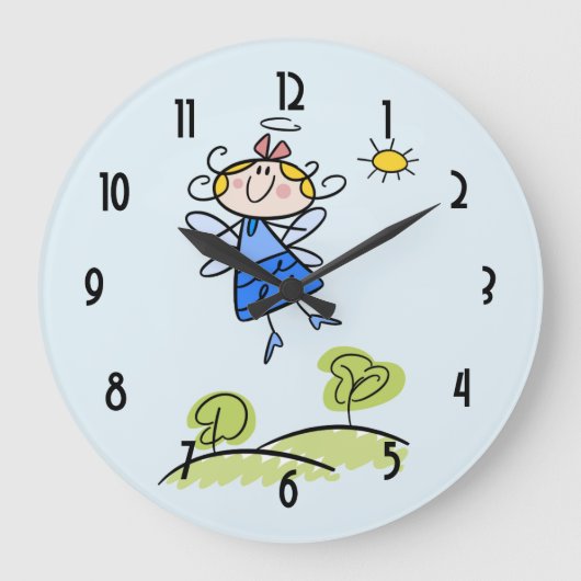 Whimsical Happy Angel Fairy vliegt buiten Grote Klok (Voorkant)