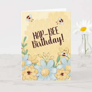 Whimsical Happy Birthday Bee Honeycomb Kaart