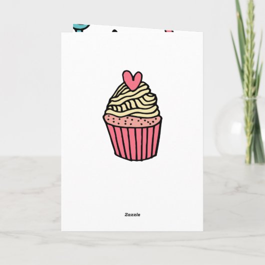 Whimsical Happy Birthday Cat Card Kaart (Achterkant)