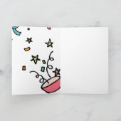 Whimsical Happy Birthday Cat Card Kaart (Binnen)
