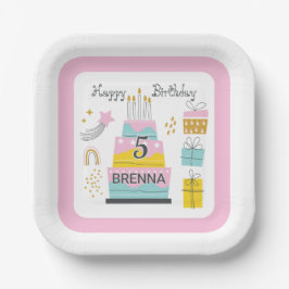 Whimsical Happy Birthday kinderfeestje Papieren Bordje