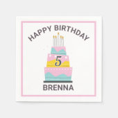 Whimsical Happy Birthday kinderfeestje Servet (Voorkant)