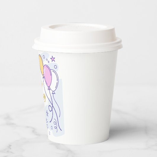 ✨ Whimsical Happy Birthday Wonderland – Pastel Papieren Bekers (Links)