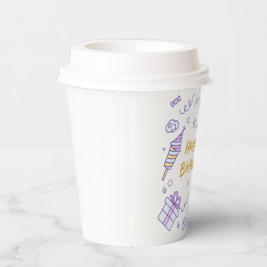 ✨ Whimsical Happy Birthday Wonderland – Pastel Papieren Bekers (Rechts)