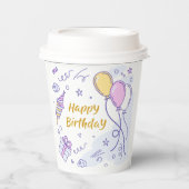 ✨ Whimsical Happy Birthday Wonderland – Pastel Papieren Bekers (Voorkant)