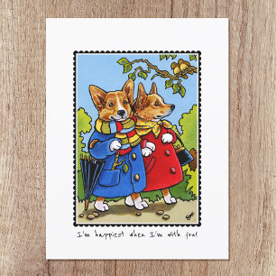 Whimsical Happy Corgi Dog Custom Briefkaart