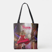 Whimsical Happy Dance Girl Canvas tas (Achterkant)
