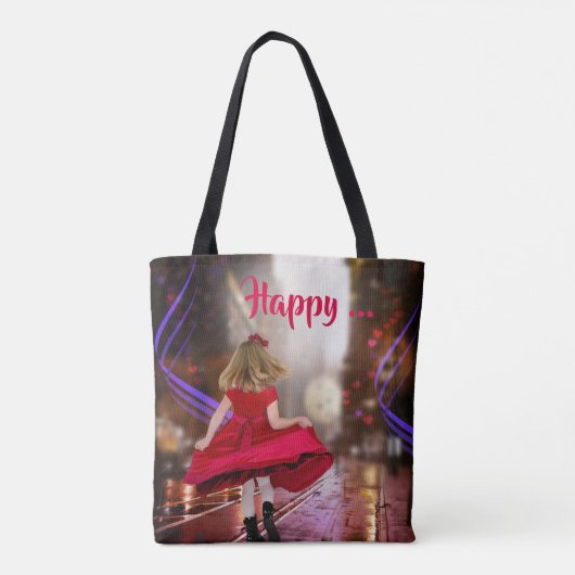 Whimsical Happy Dance Girl Canvas tas (Achterkant)