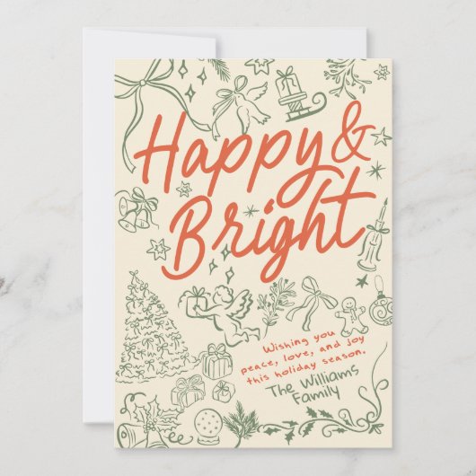Whimsical Happy en Bright Christmas Kaart (Voorkant)