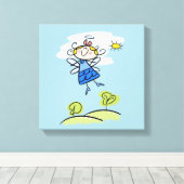 Whimsical Happy Flying Angel Fairy Canvas Afdruk (Insitu (Houten vloer))