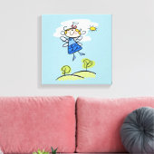 Whimsical Happy Flying Angel Fairy Canvas Afdruk (Insitu (Woonkamer))