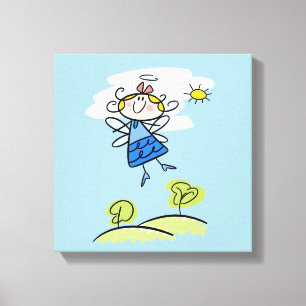 Whimsical Happy Flying Angel Fairy Canvas Afdruk
