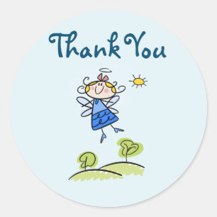 Whimsical Happy Flying Angel Fairy Dank u Ronde Sticker