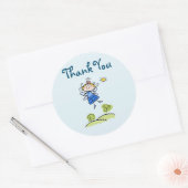 Whimsical Happy Flying Angel Fairy Dank u Ronde Sticker (Envelop)