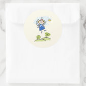 Whimsical Happy Flying Angel Fairy Ronde Sticker (Tas)