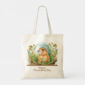 Whimsical Happy Groundhog Day Waterverf Tote Bag (Achterkant)